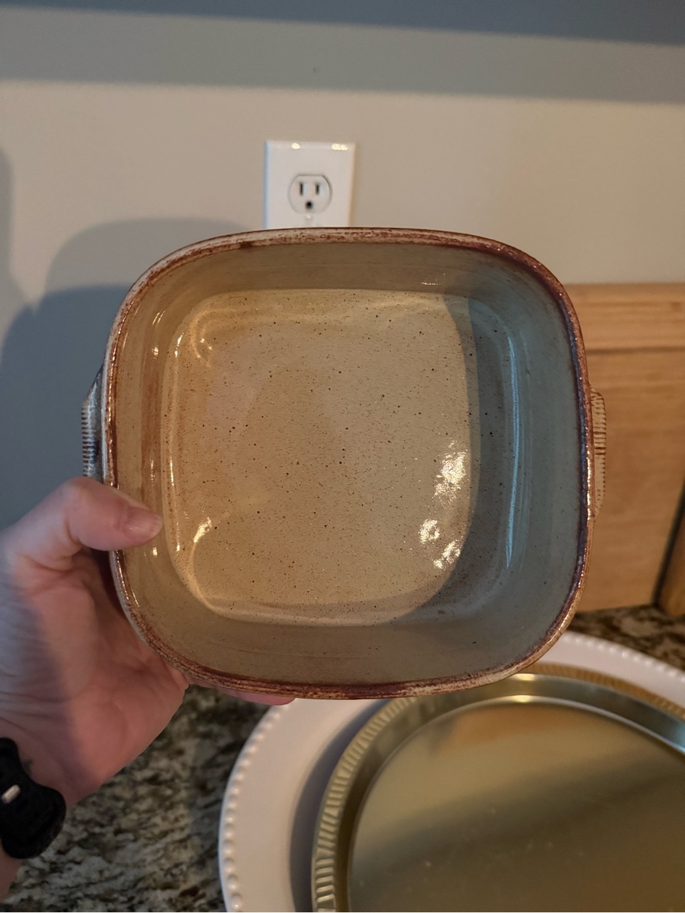 Stoneware Square Serving Dish in Tan